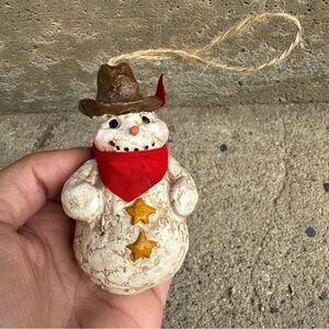 Rustic VTG Cowboy Snowman Ornament 1998 Southern Cowboy Western Christmas